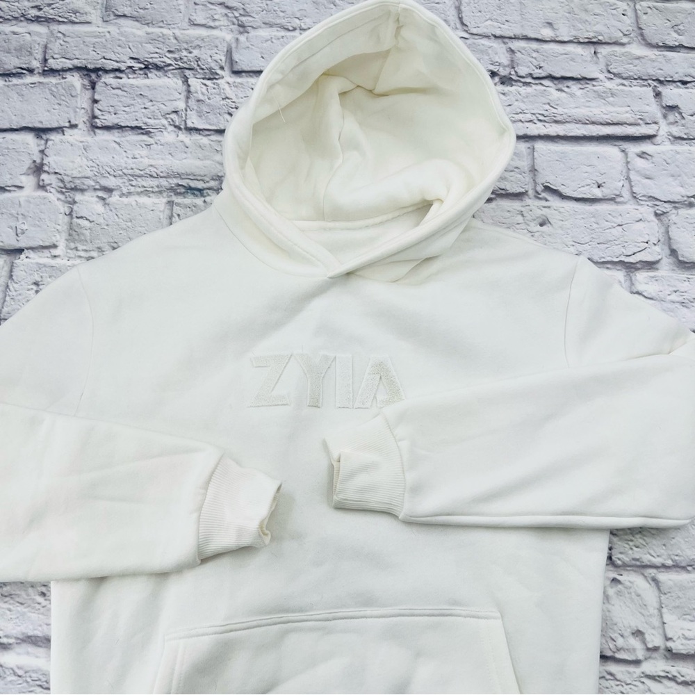 ZYIA Active XS White Activewear Hoodie Pullover Sweatshirt Long Sleeve - Picture 2 of 9